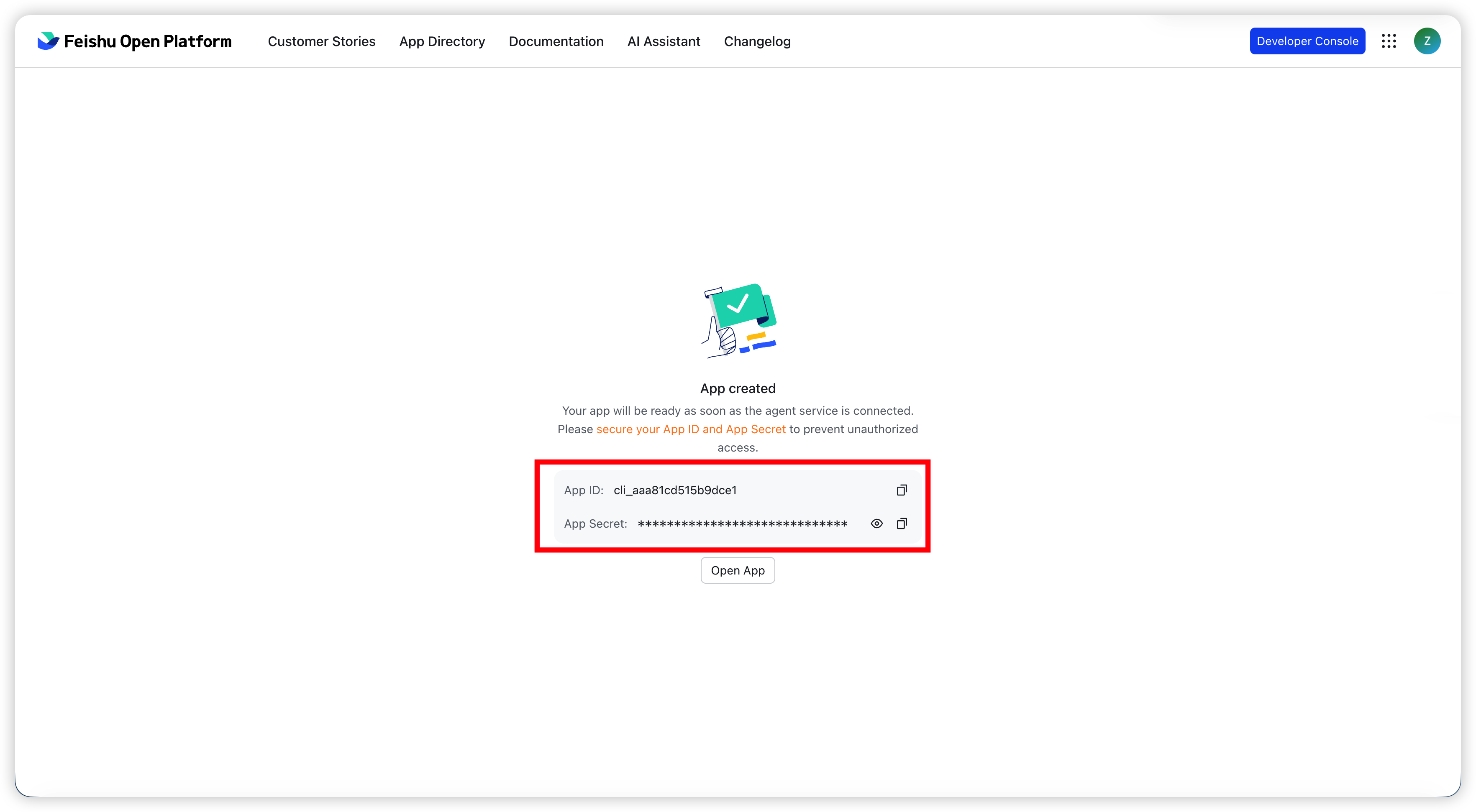 Fig. 2 — Copy the App ID and App Secret.
