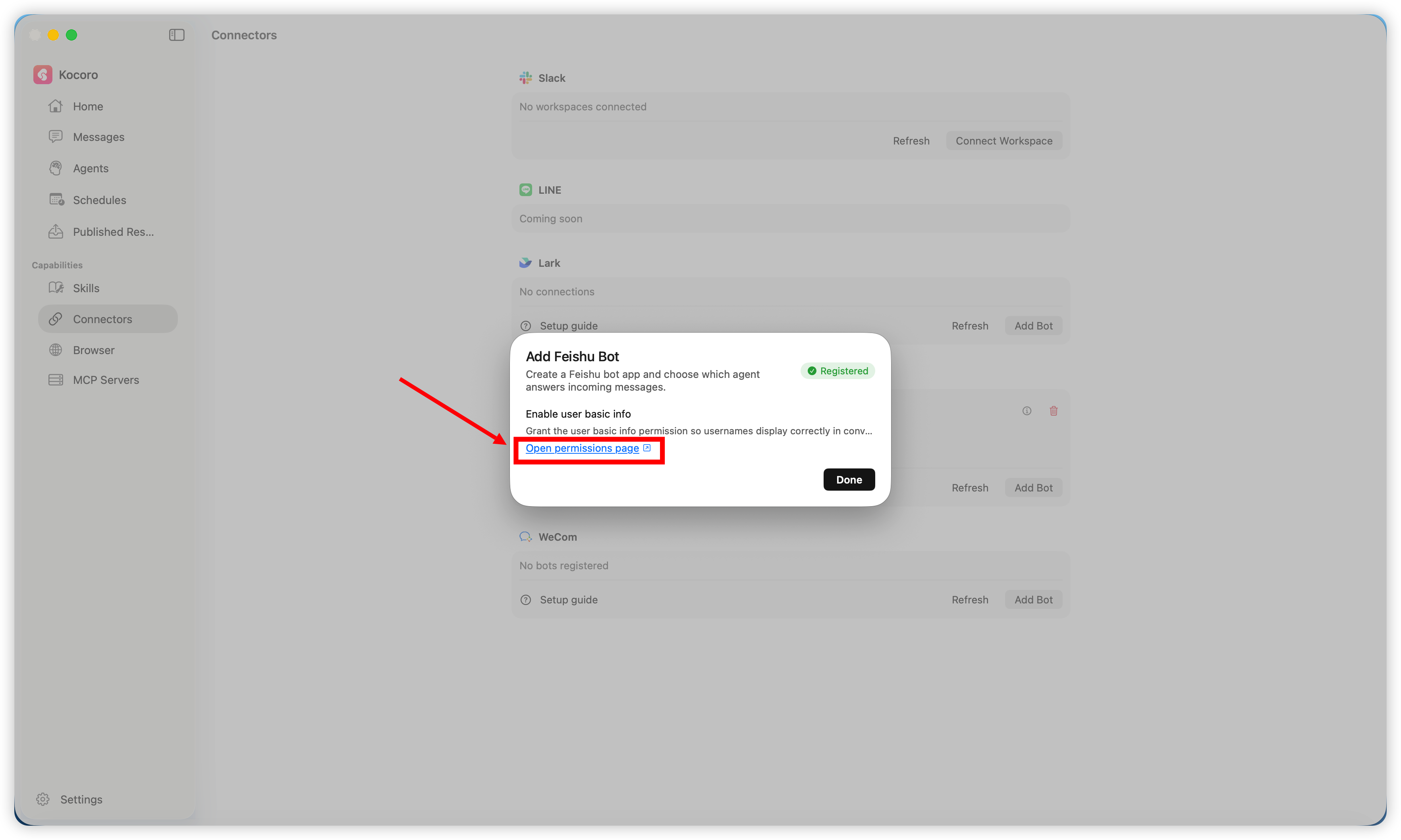 Fig. 4 — After registering, enable user basic info.