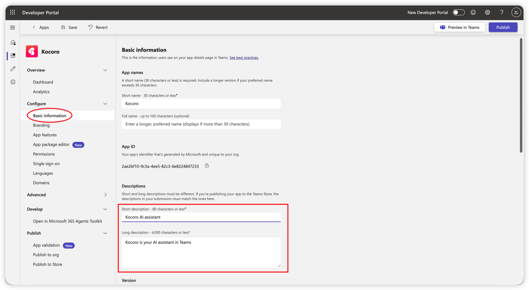Fig. 6 — Fill in the app's basic information.
